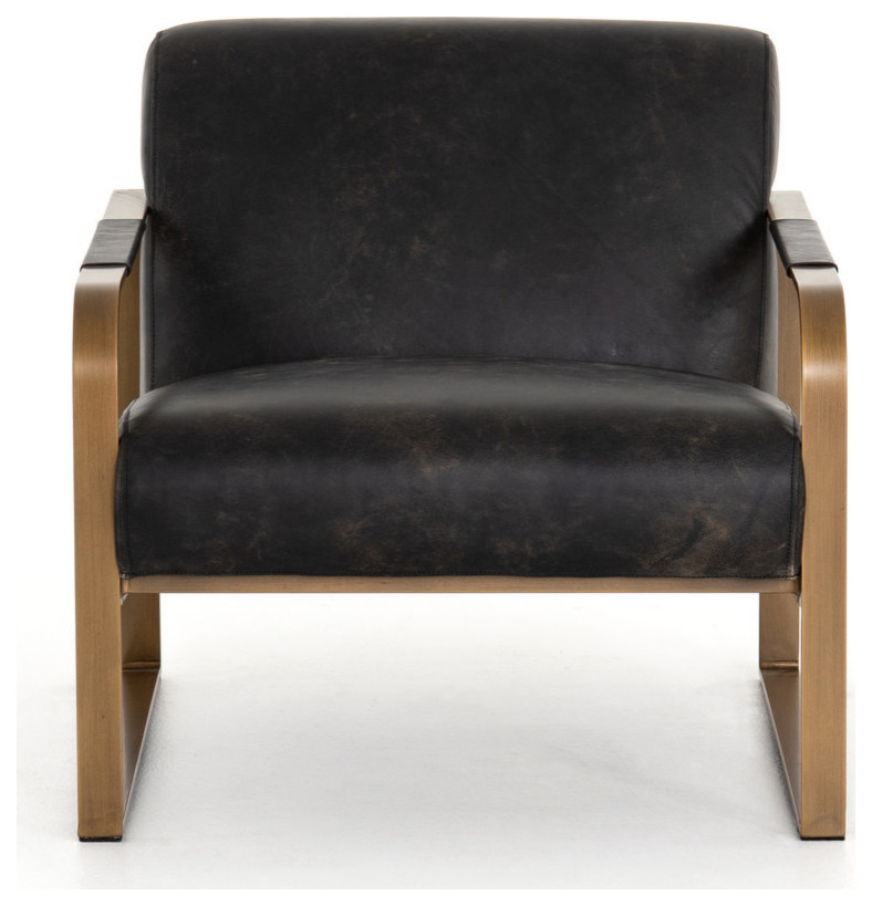 Jules Leather Chair  Rialto Ebony   Modern   Armchairs And Accent Chairs   by The Khazana Home Austin Furniture Store  Houzz