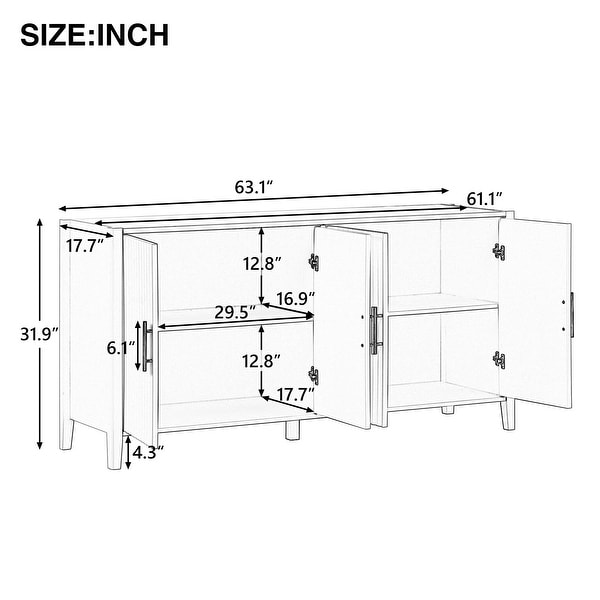 U-Style Accent Storage Cabinet Sideboard Wooden Cabinet with Metal Handles