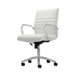 Modern Comfort Winsley Bonded Leather Mid-Back Manager's Chair， White/Silver， BIFMA Certified