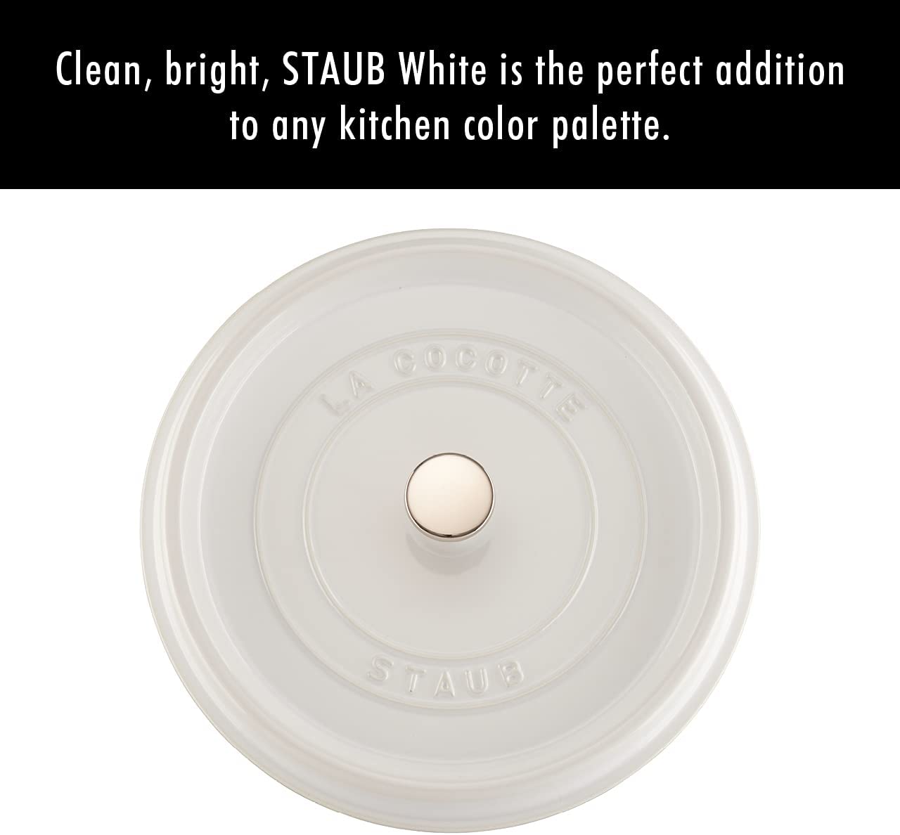 STAUB Cast Iron Round Cocotte Dutch Oven， 5.5-quart， White， Made in France