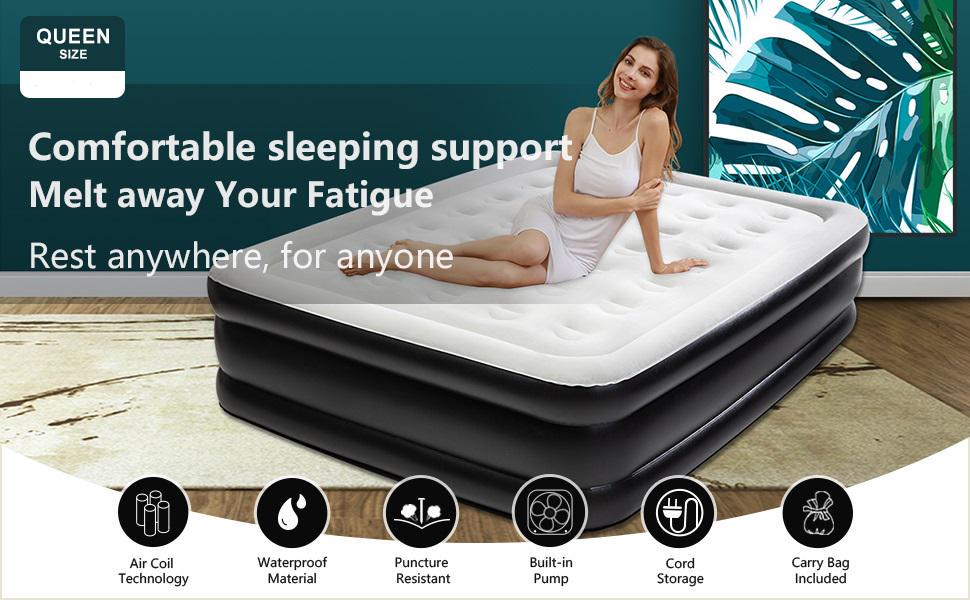 SKONYON 18 Queen Air Mattress with Built-in Pump