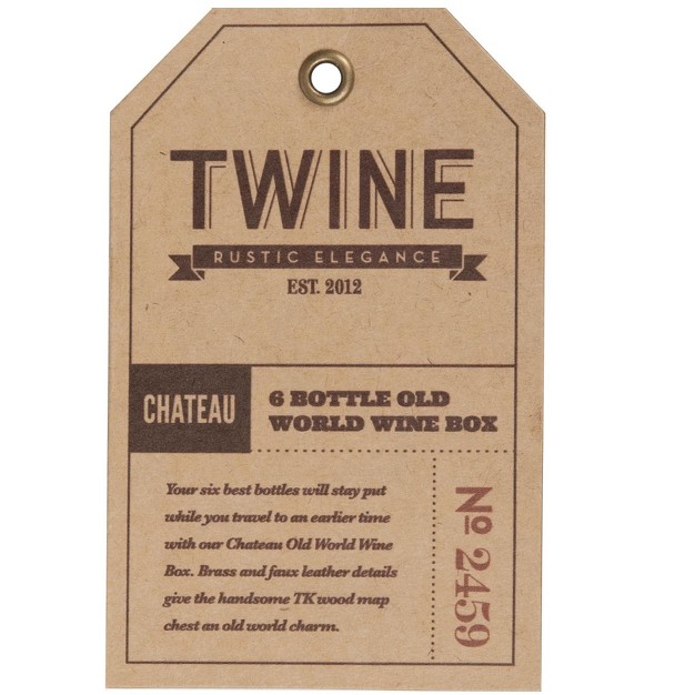 6 Bottle Old World Wooden Wine Box By Twine Living