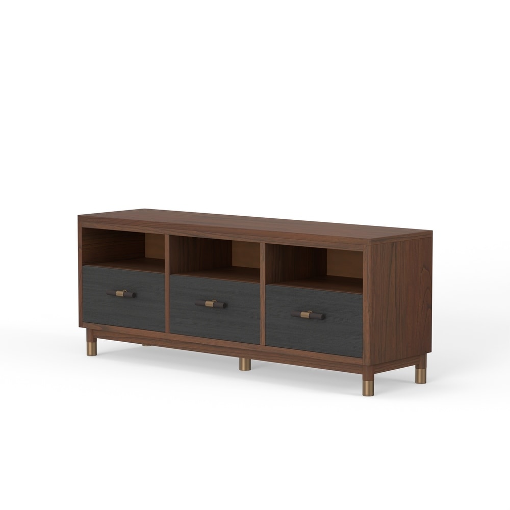 Alpine Furniture Belham Wood TV Console in Dark Walnut   Black