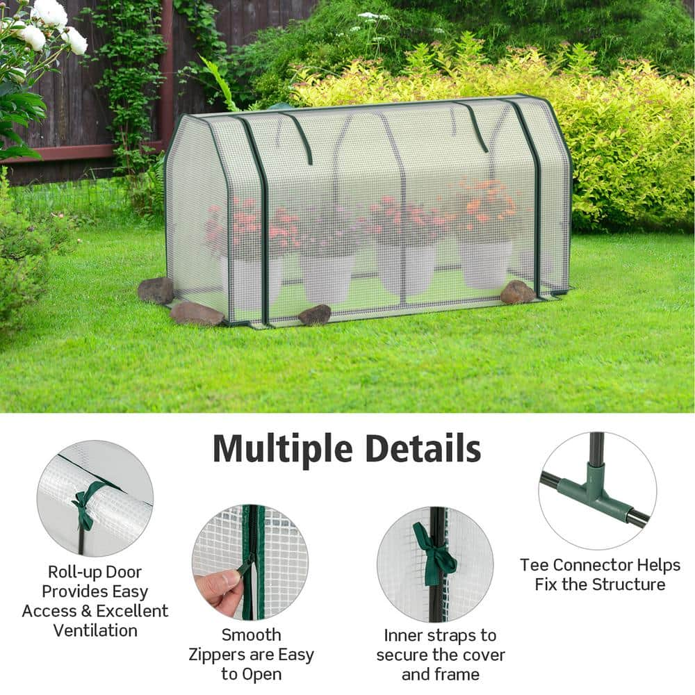 Costway Wood Raised Garden Bed with Dual Zipper Door Greenhouse for Patios and Backyards Natural GT3962+GT3529