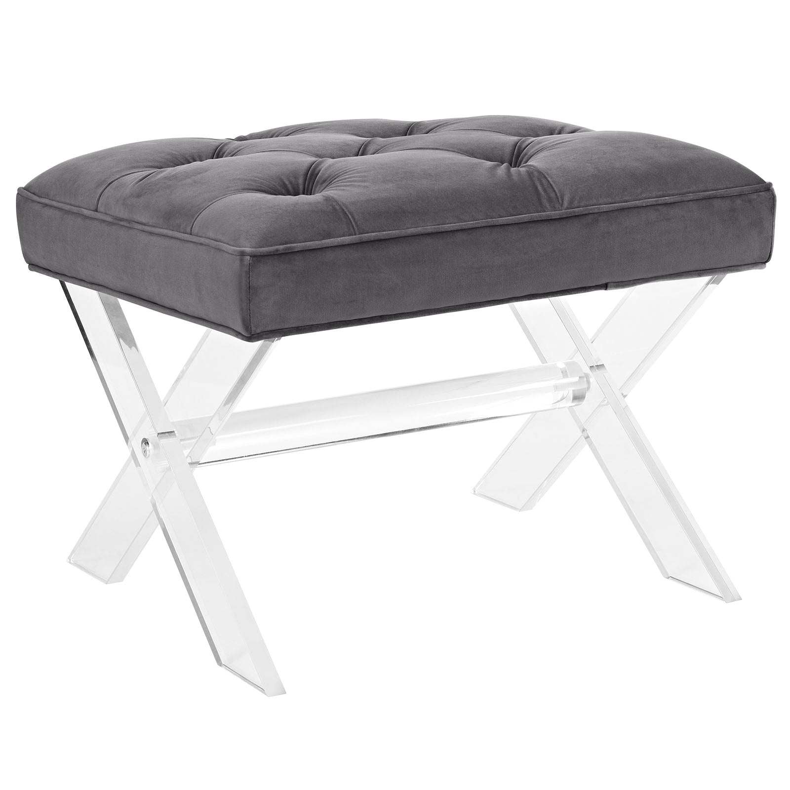 Modern Contemporary Urban Design Bedroom Living Room Bench, Grey Gray, Fabric Plastic