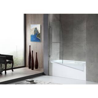 ANZZI GRAND Series 31.5 in. x 58 in. Frameless Hinged Tub Door in Chrome with Towel Bar Handle SD-AZ10-01CH