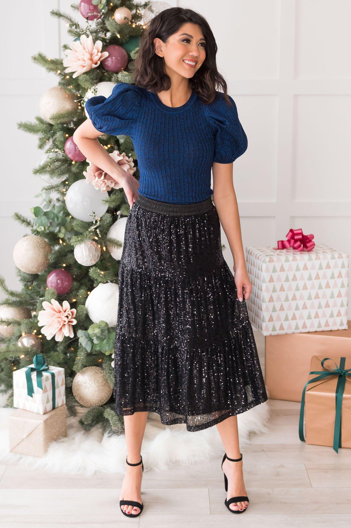 Dazzle Glam Sleigh Ride Sequin Skirt