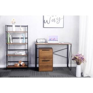 URTR Brown Wooden File Cabinet 2-Drawer Vertical Storage Filing Cabinet with Hanging Bars for Letter Size for Home Office T-02019-2