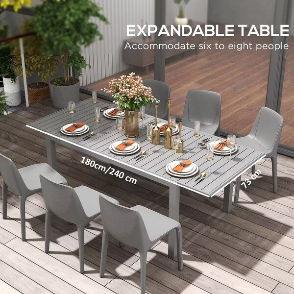 Outsunny Expandable Patio DiningTable，with Slatted Tabletop