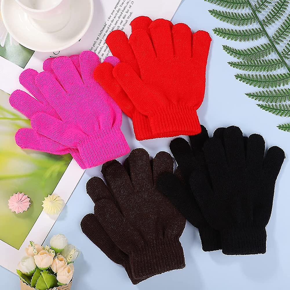 12 Pairs Kid's Winter Magic Gloves Children Stretchy Warm Knit Gloves For Boys Or Girls