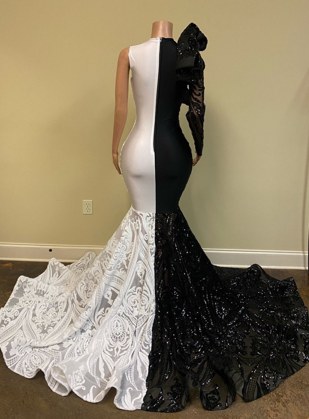 Mix Color Mermaid Prom Dress Sequins Long