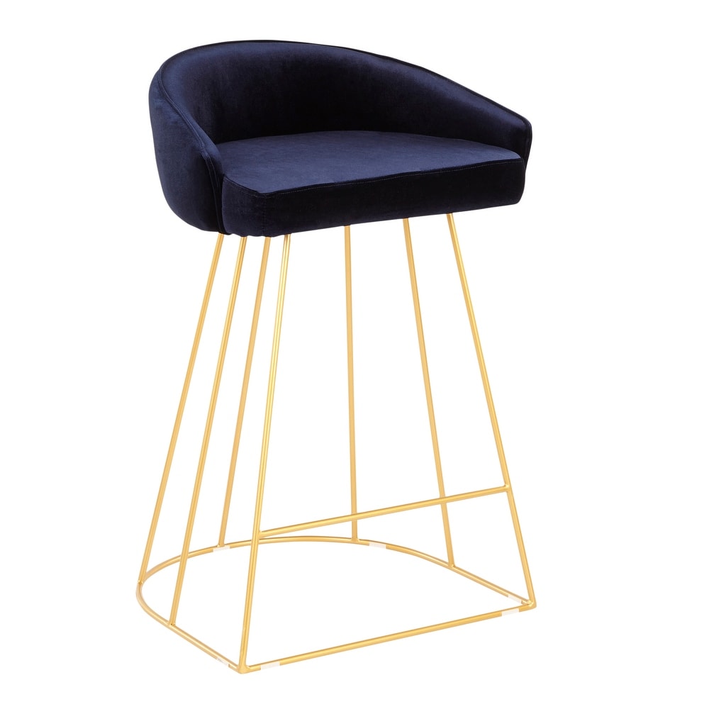 Velvet Contemporary Counter Stool with Metal Legs  Set of 2