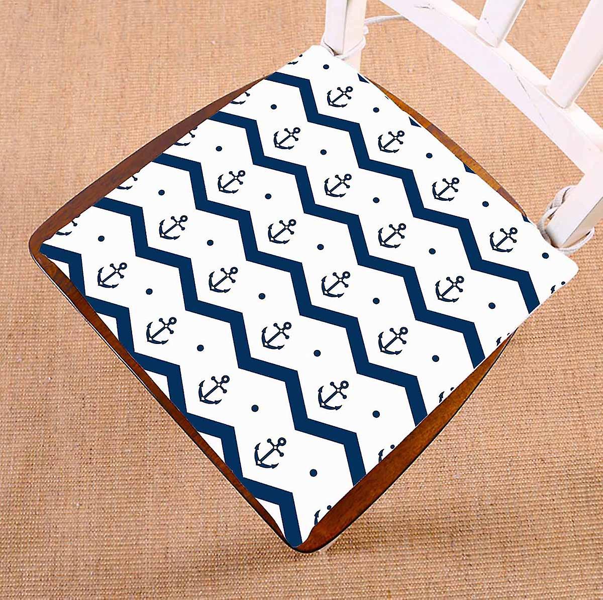 Chevron Anchors Blue White Chair Pads Chair Mat Seat Cushion Chair Cushion Floor Cushion 50x50 Cm