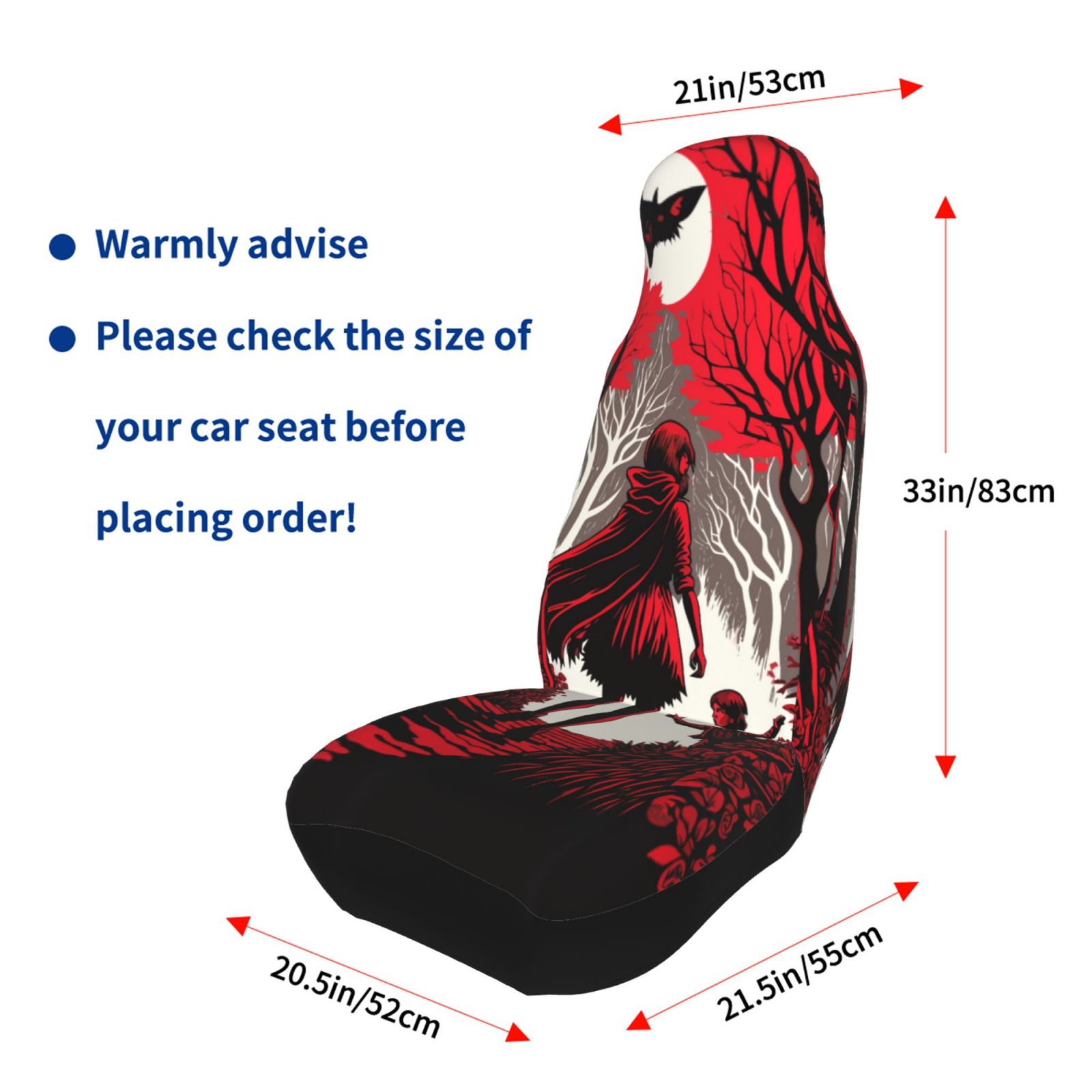 TEQUAN Front Seat Covers， Little Red Riding Hood Pattern 2 Piece Car Seat Cover Fit Most Car SUV Truck Van