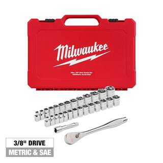 MW 38 in. Drive SAEMetric Ratchet and Socket Mechanics Tool Set (29-Piece) 48-22-9088