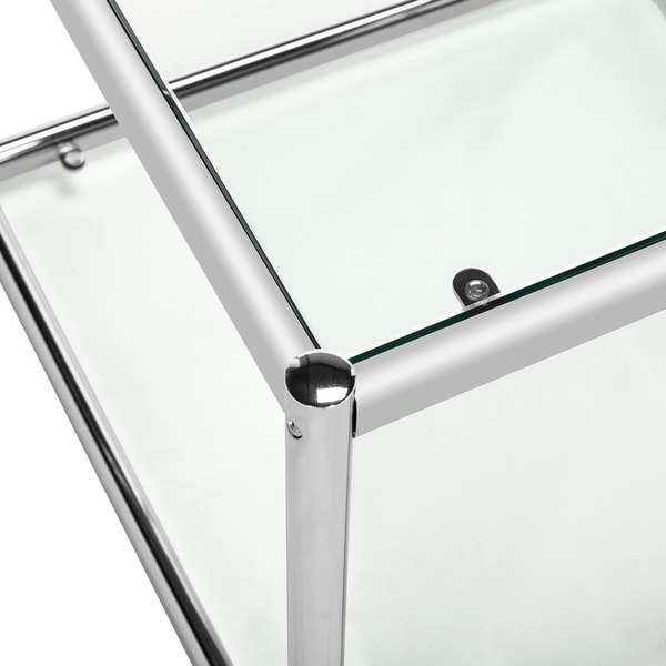 SAFAVIEH Lilias Glass Chrome End Table - 19.7