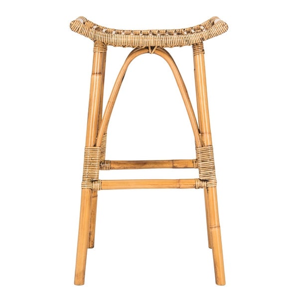 SAFAVIEH 30.7- Inch Leda Brown Rattan Bar Stool - 17.7