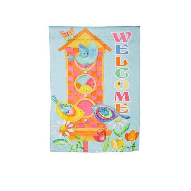 Spring Chirpings Welcome To Our Home Suede Garden Flag