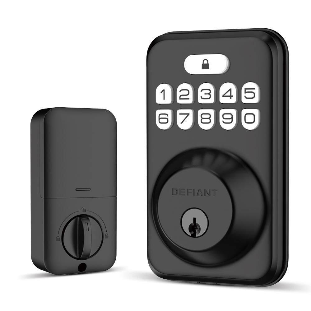 Defiant Single Cylinder Square Electronic Keypad Deadbolt Matte Black DK01-MB