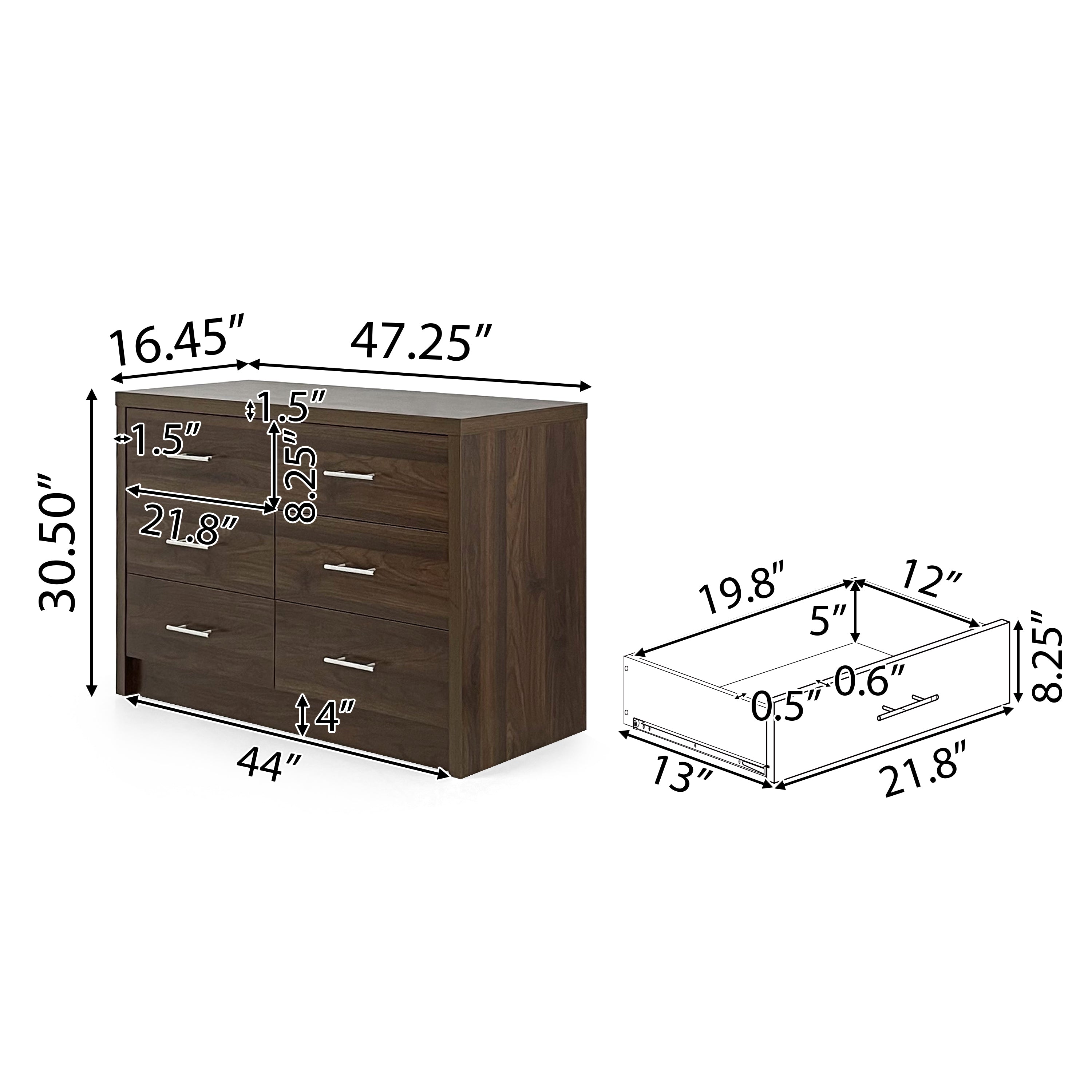 Marlette Modern Faux Wood 6 Drawer Double Dresser