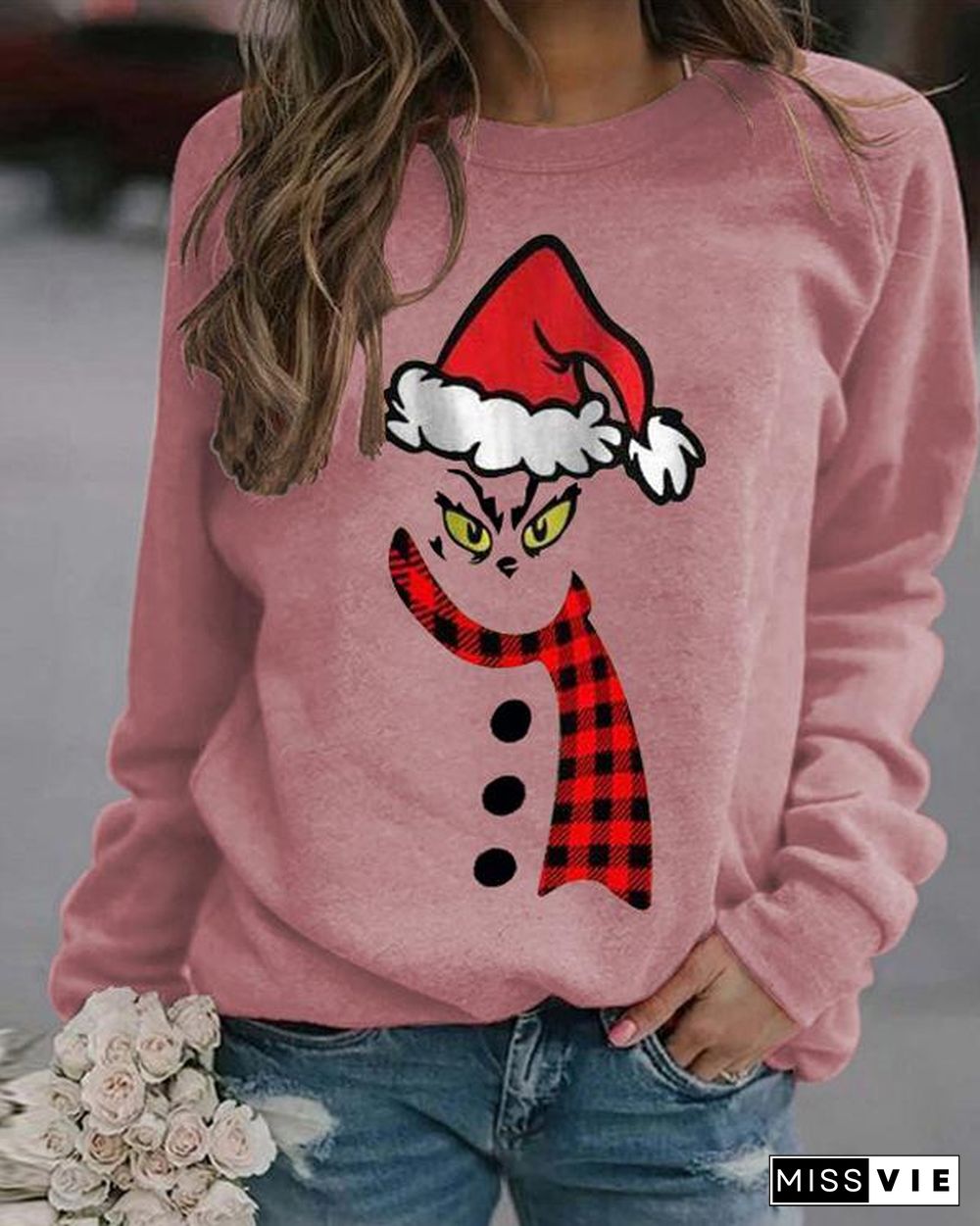 Christmas Print Long Sleeves Casual Daily Sweatshirts