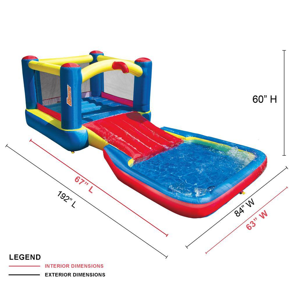 BANZAI Bounce N Splash Multi-Colored Water Park Aquatic Activity Play Center with Slide BAN-35533