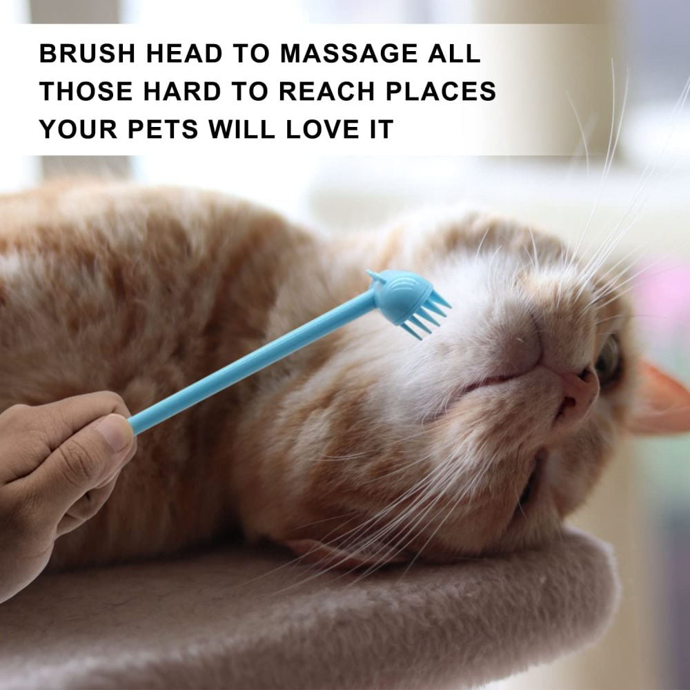 Cat Massager Brush Toys Cute Cat Brush with a Display Stand， Scratching Can Get to Hard to Reach Areas，Washable Grooming Cat Comb，Hair removal cat scratcher toy Pink