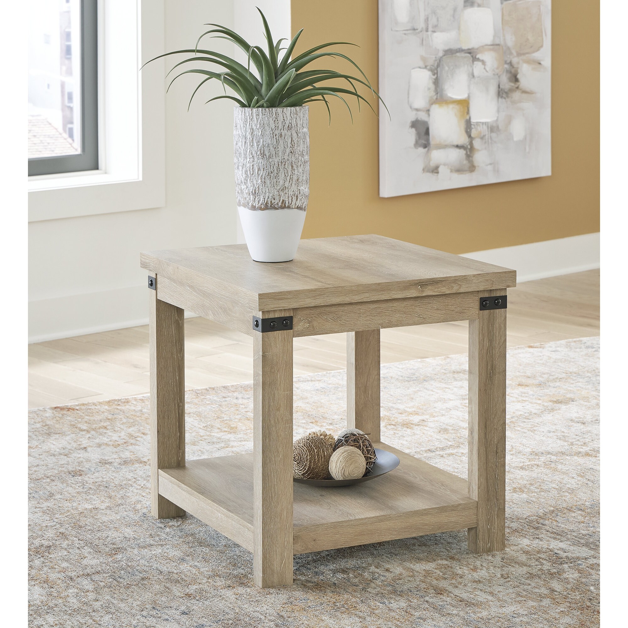 Ashley Furniture Calaboro Light Brown Square End Table - 24