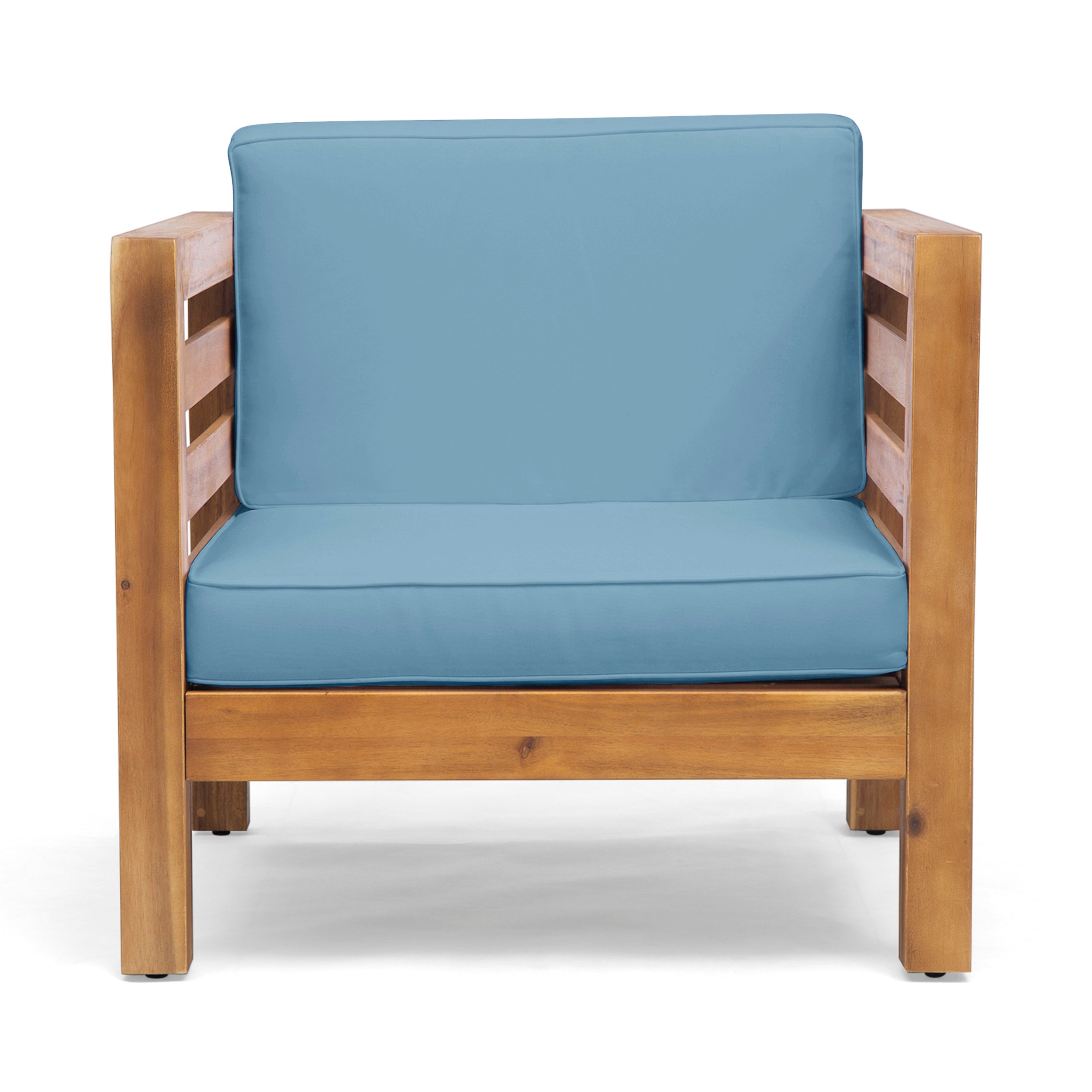 Louise Outdoor Acacia Wood Club Chair with Cushion