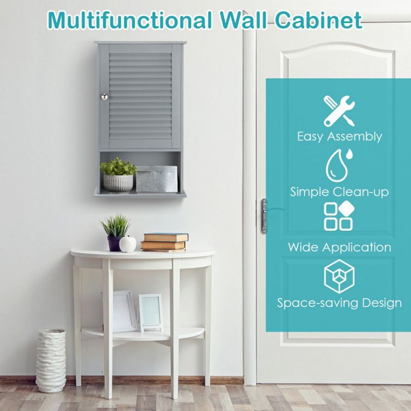 Hivago Bathroom Wall Mount Storage Cabinet Single Door with Height Adjustable Shelf