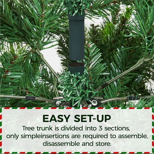 Yaheetech PreLit Christmas Tree Hinged Realistic Tree，Green