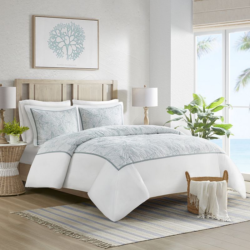 Harbor House Maya Bay 3-Piece Embroidered Coastal Duvet Cover Set with Shams