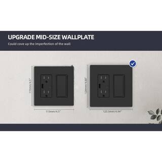 ELEGRP 2-Gang Midsize Screwless DecoratorRocker Wall Plate Black (5-Pack) 3032GM-BL5