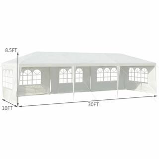 10 ft. x 30 ft. Outdoor Party Wedding 5 Sidewall Tent Canopy Gazebo OP-HKY-3935WH