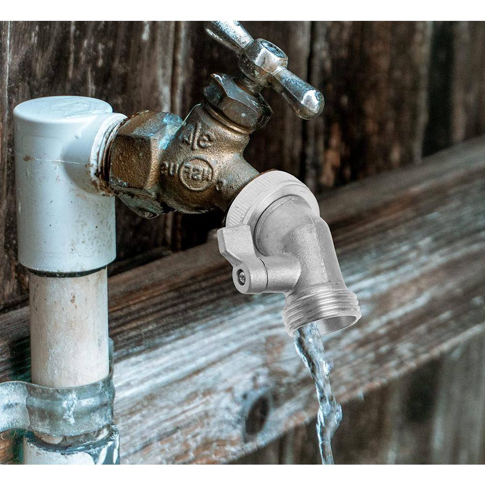 Morvat 45-Degree Nickel Plated Brass Garden Hose Elbow Connector with OnOff Shutoff Valve MOR-NP-BELBOW-1-A