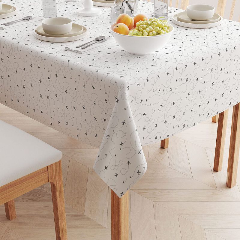 Square Tablecloth， 100% Polyester， 70x70， Airplane Route Design