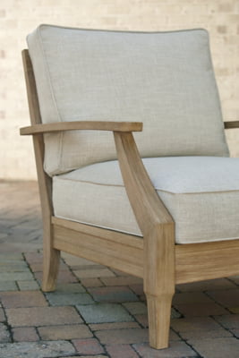 Signature Design by Ashley Outdoor Clare View Eucalyptus Cushioned Deep Seated Lounge Chair, Beige