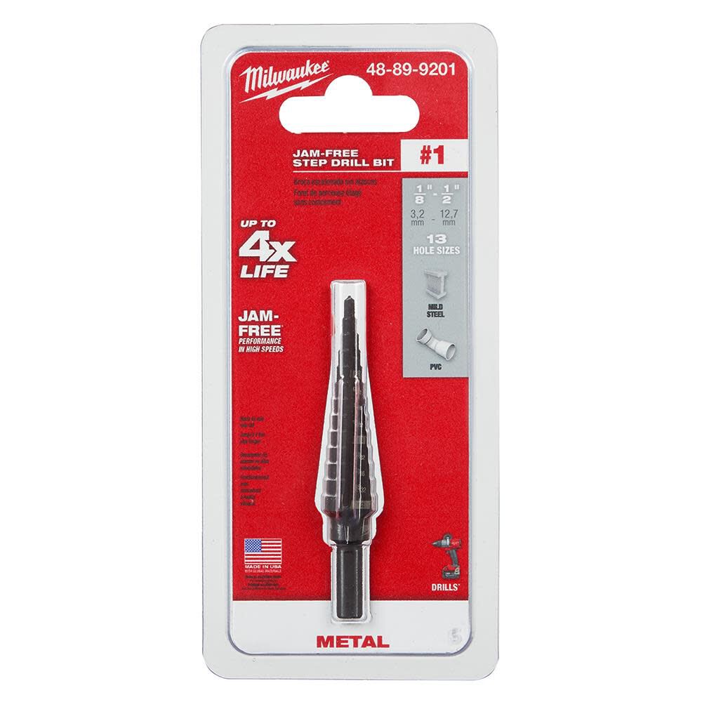 Milwaukee #1 Step Drill Bit 1/8 in. - 1/2 in. x 1/32 in. 48-89-9201 from Milwaukee