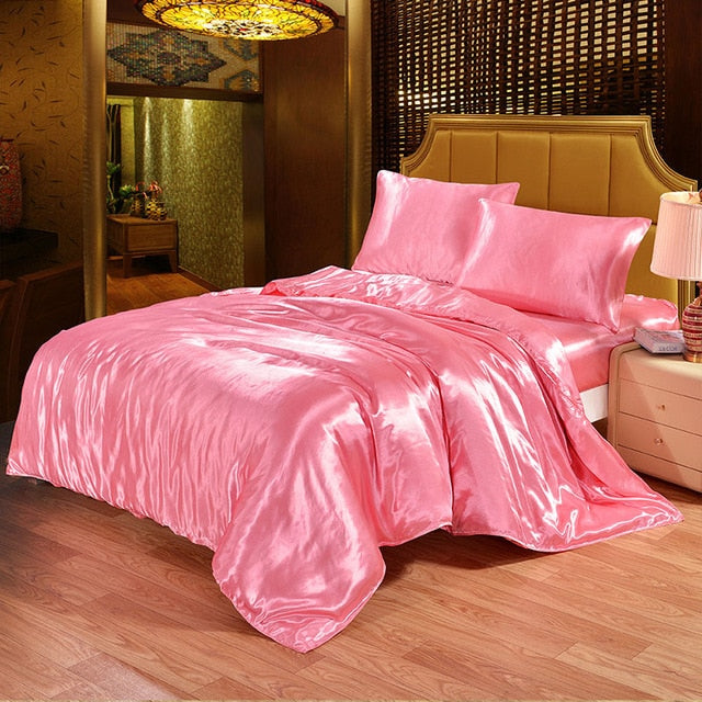 Luxury Satin Silk Duvet Cover 3 pcs Set