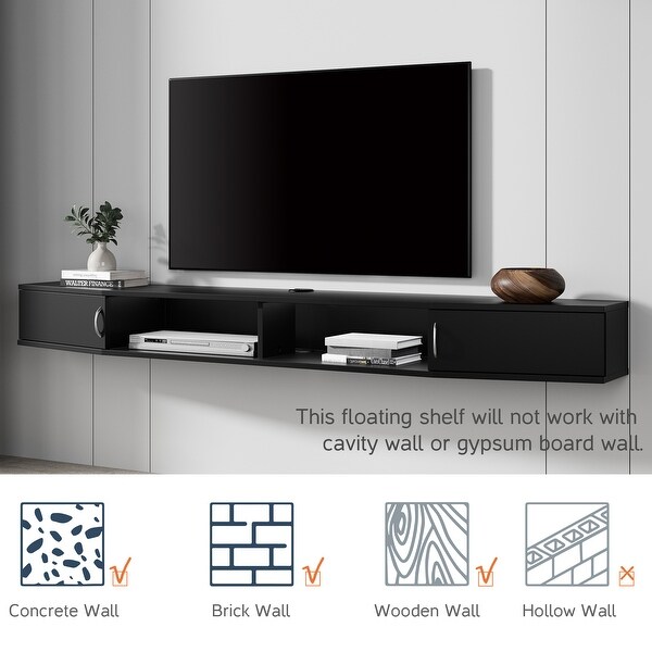 Fitueyes 70'' Floating TV Stand Wall Mounted TV Shelf Media Console