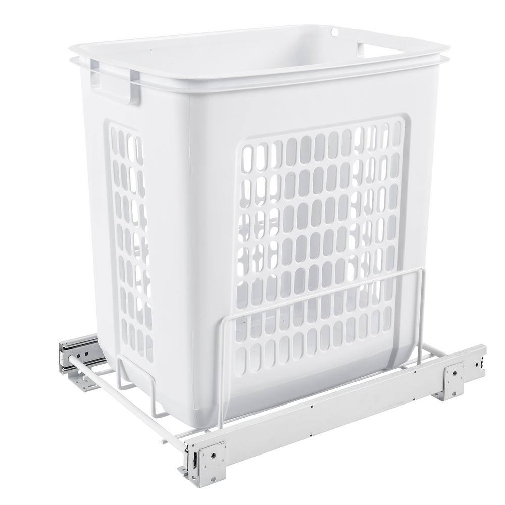 Rev-A-Shelf 19.25 in. H x 14.25 in. W x 20 in. D Deep White Polymer Pull-Out Hamper with Full-Extension Slides HPRV-1520 S