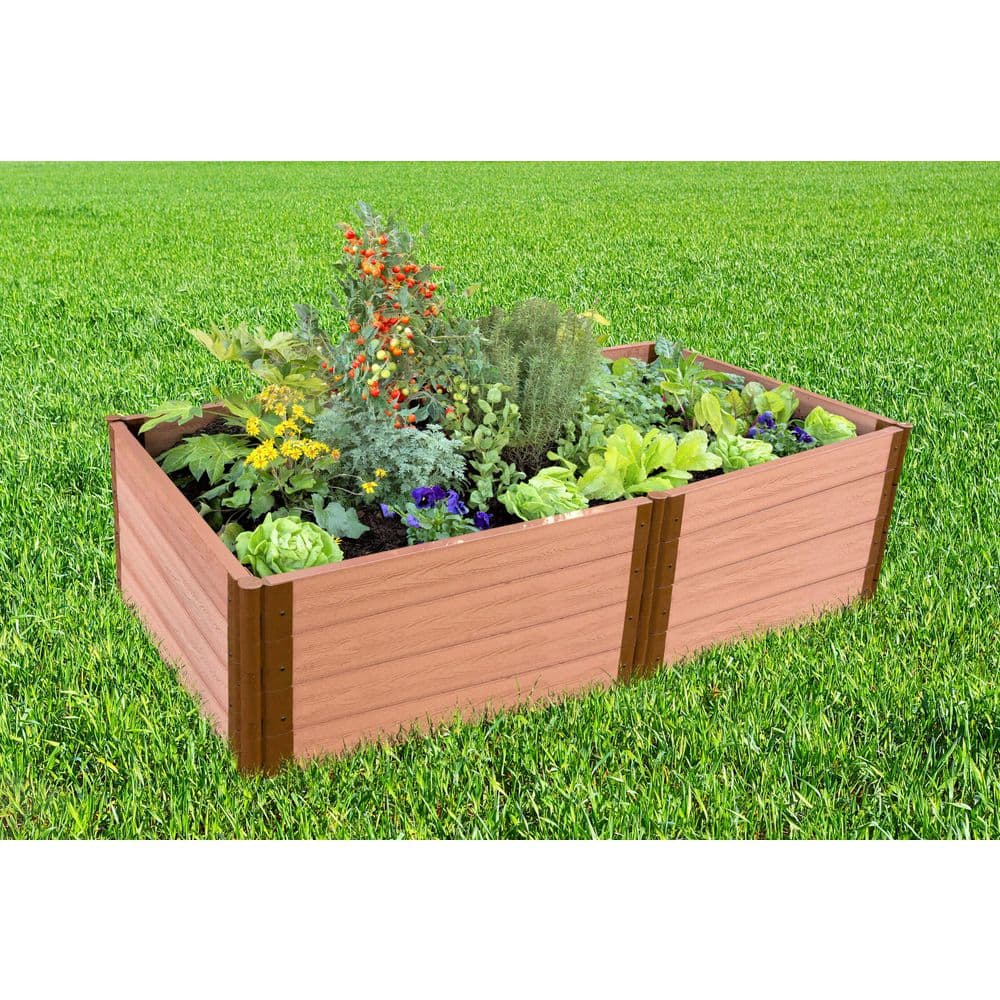 Frame It All 4 ft. x 8 ft. x 22 in. Classic Sienna Composite Raised Garden Bed - 2 in. Profile 300001098