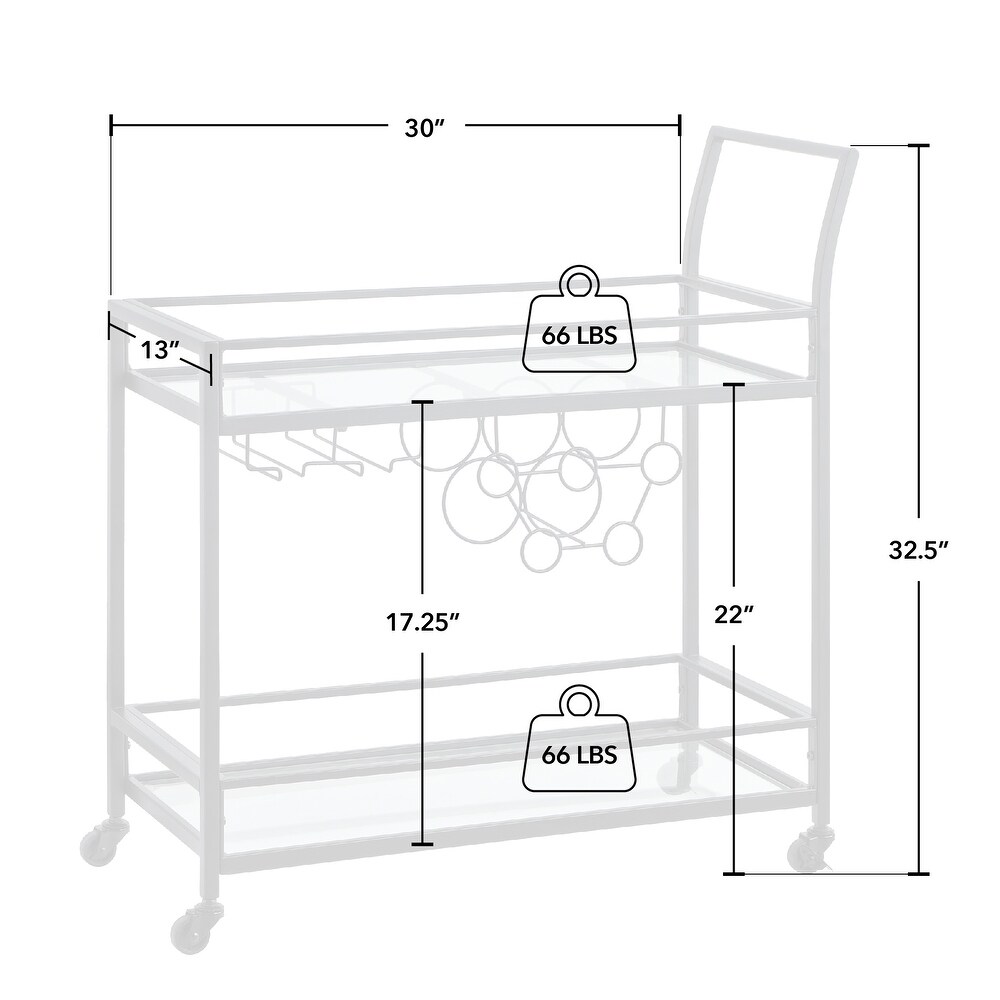 FirsTime   Co. Francesca Bar Cart  Metal Frame  Wood/Glass Top