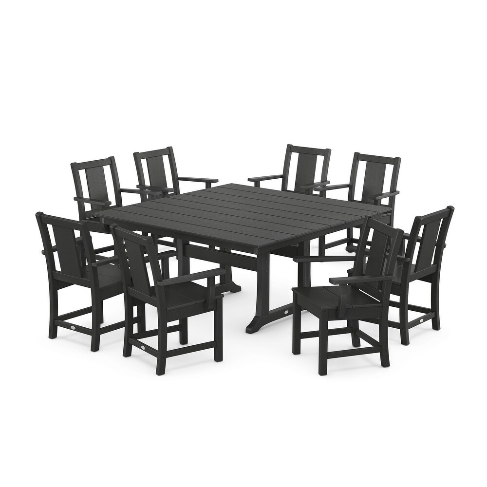 Prairie 9 Piece Square Farmhouse Dining Set with Trestle Legs