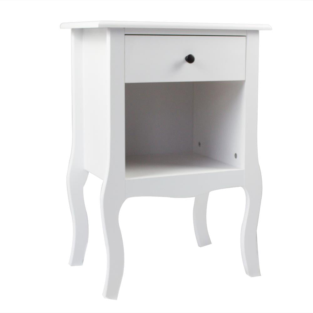 UBesGoo Nightstand, Night Table with 1 Drawer and 1 Open Shelf, Bedside Table, Wooden End Table, White