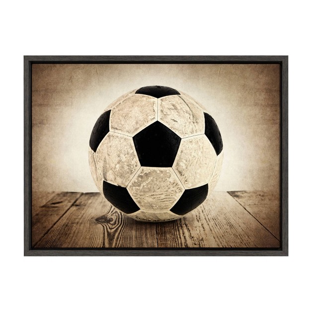 X 24 quot Sylvie Soccer On Wood Framed Canvas By Shawn St Peter Gray Designovation