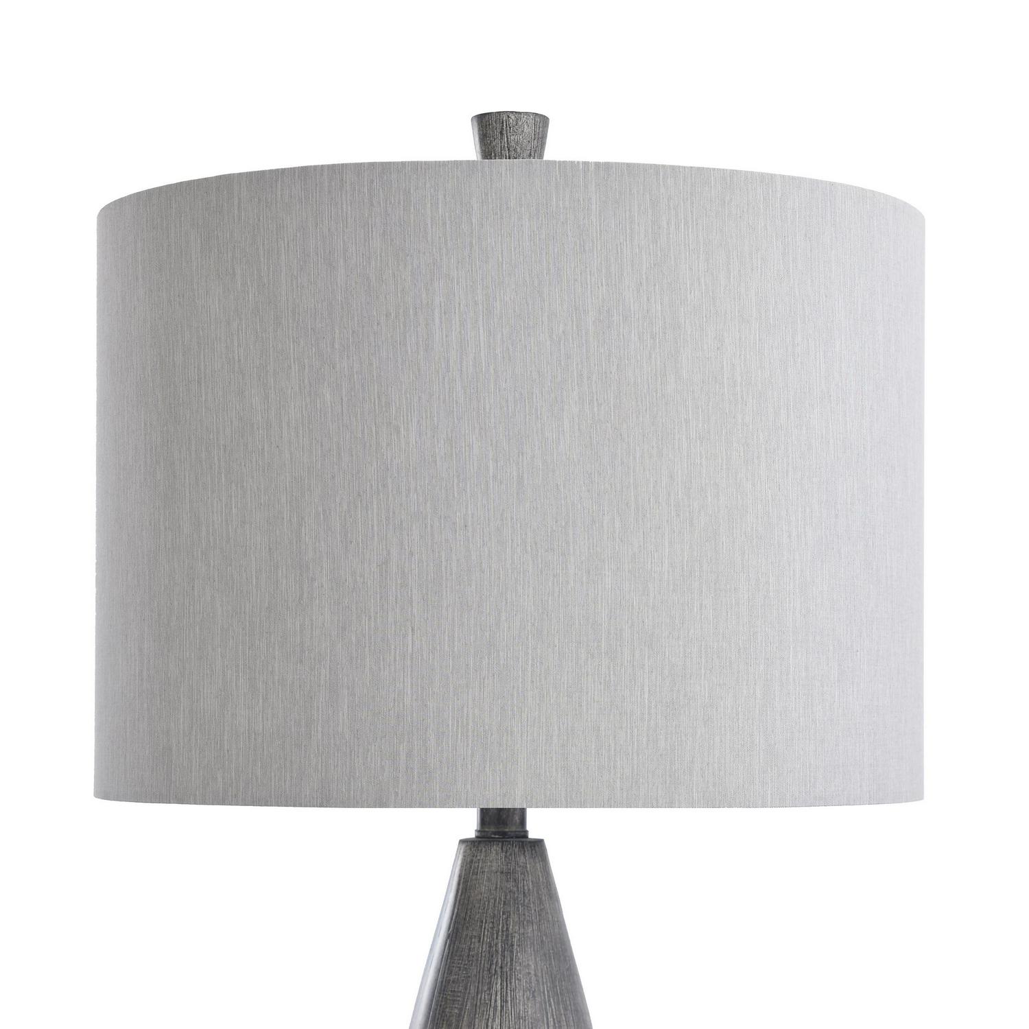 Tipton Farmhouse Tapered Molded Table Lamp Faux Wood Finish， Light Gray Fabric Shade