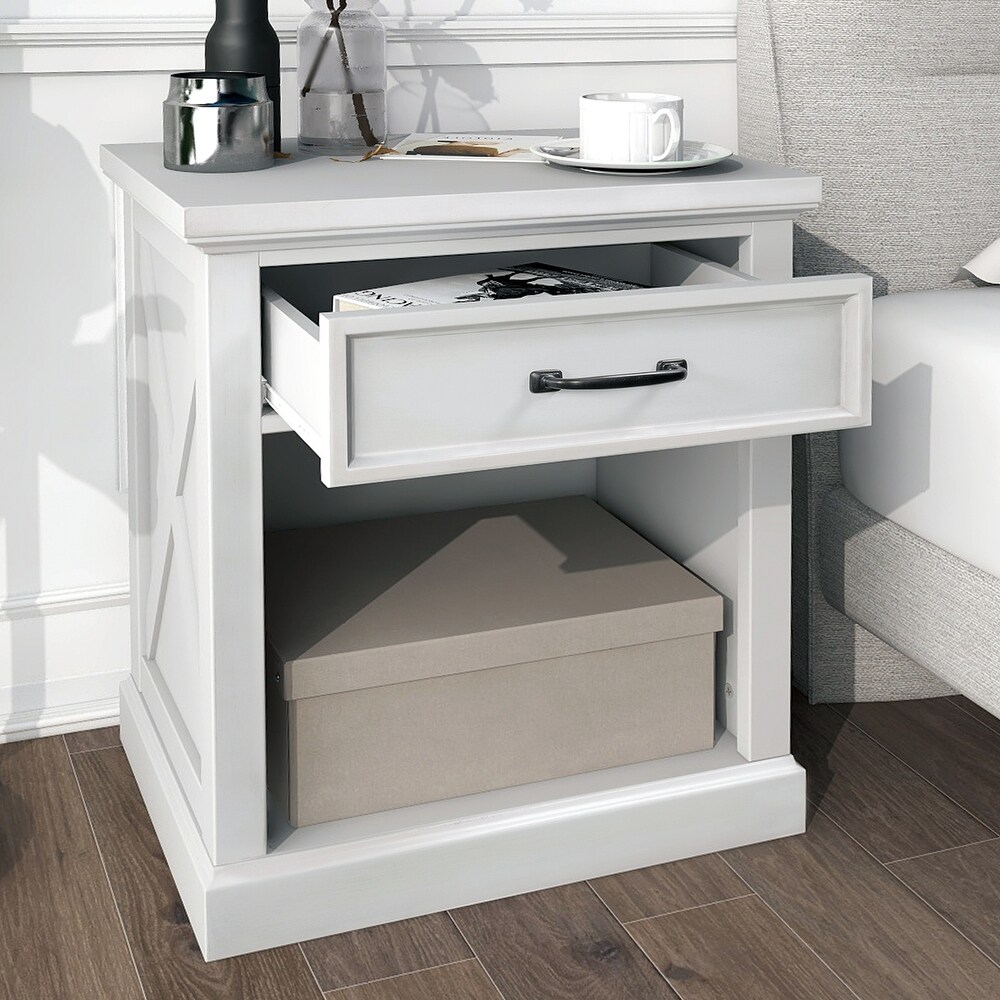 Modern Wooden Nightstand with Drawers Storage for Living Room/Bedroom