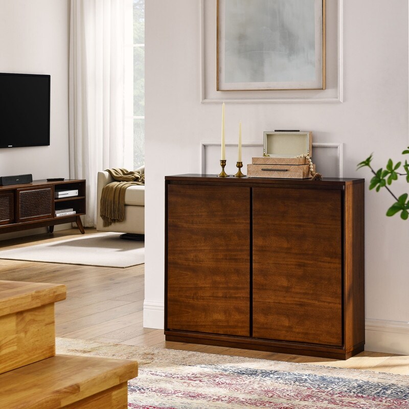 Retro Style Buffet Sideboard Cabinet with 2 Outlet Holes  Storage Cabinet for Entryway