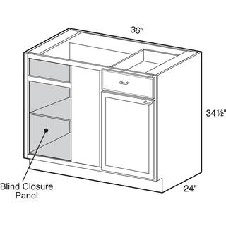 Home Decorators Collection Newport Assembled 36x34.5x24 in. Plywood Shaker Blind Corner Base Kitchen Cabinet Lt Soft Close in Painted Pacific White BBCU42L-NPW